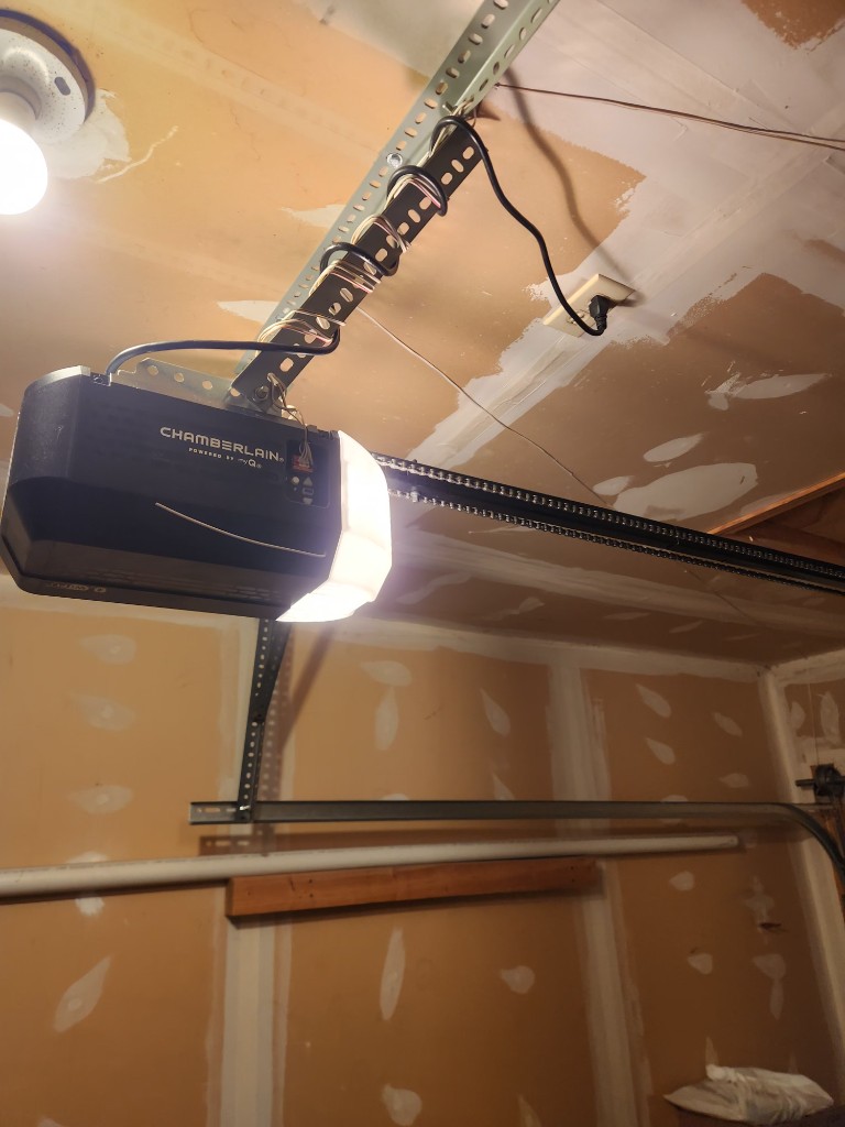 Chamberlain belt-drive opener ceiling mount in Stittsville garage